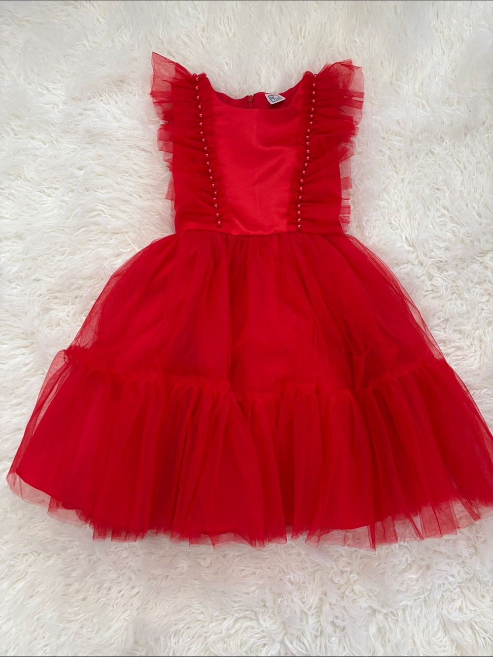 NWOT Girls Red Tulle Ruffle Party Formal Dress size 9/10